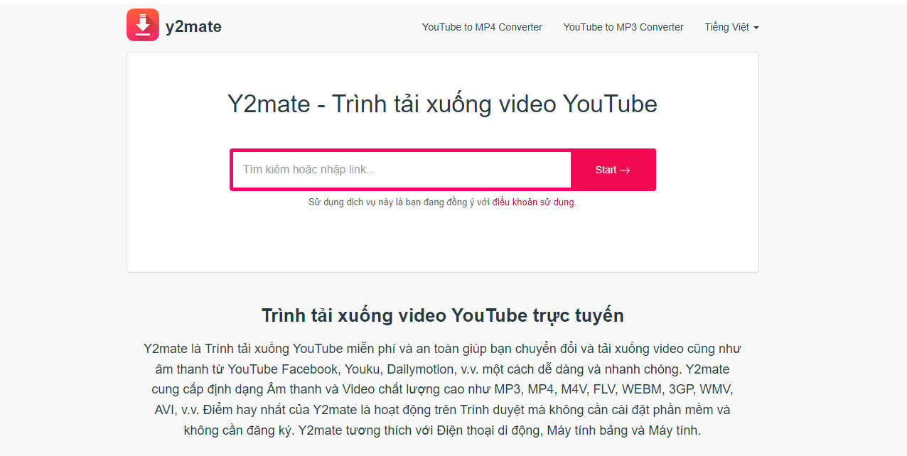 tai video youtube y2mate